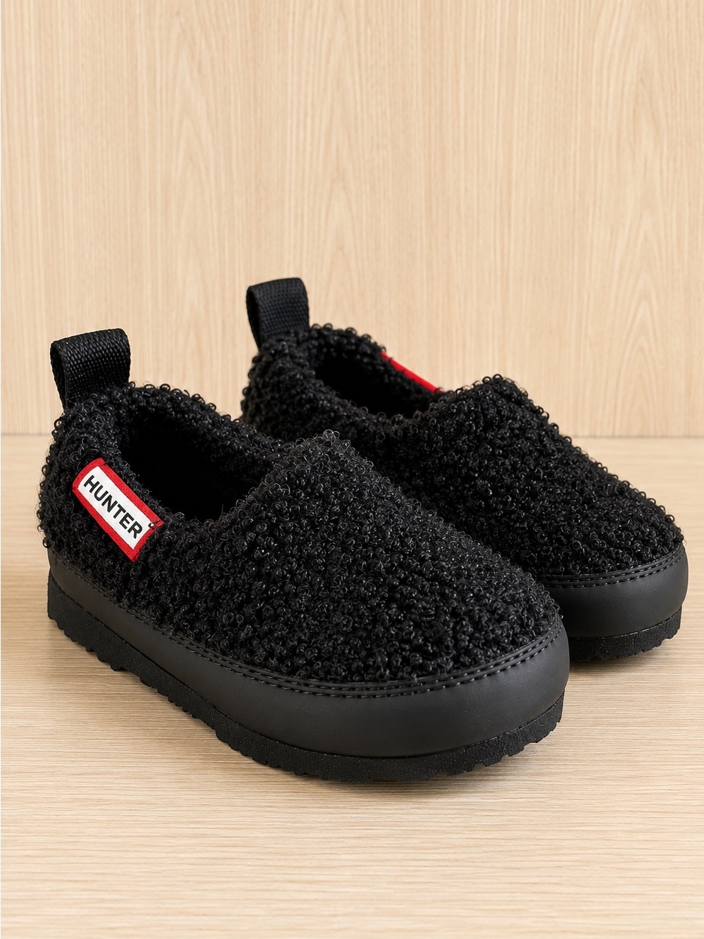 Hunter Kids Black Sherpa Fleece Slip On Shoes Slippers US 5 EU 21